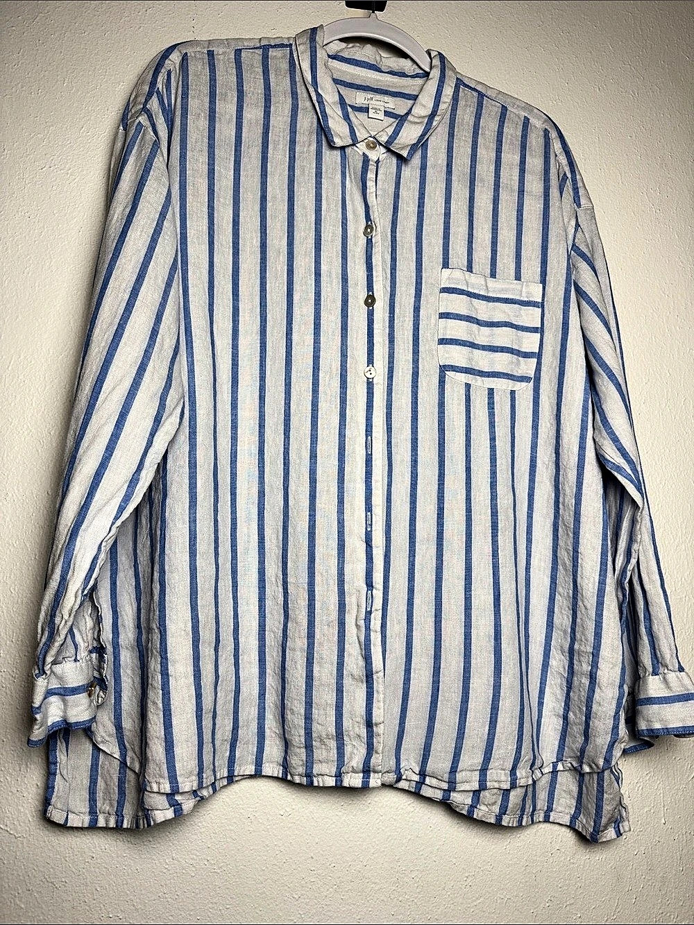 J.Jill Striped Linen Shirt Large
